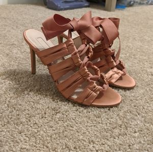 Adorable Deep Pink Heels with Satin Ribbon Detail